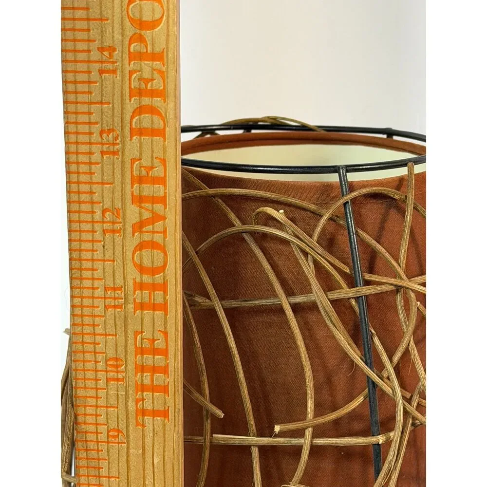 VTG Mid Century Noguchi Like Table Lamp Bamboo Ambient Hurricane Wood Boho WORKS
